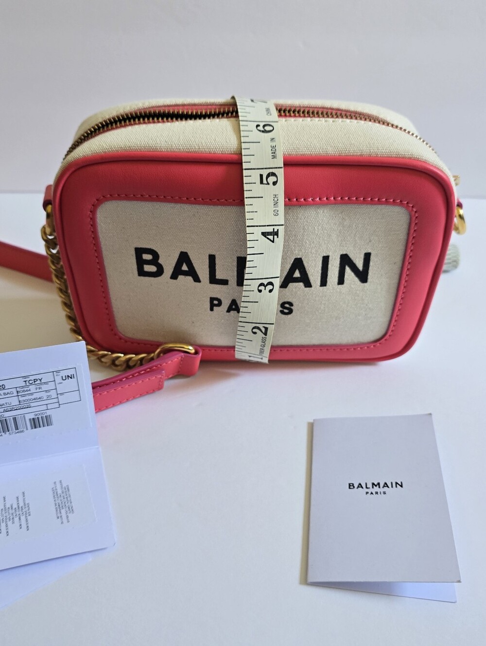 Balmain B-Army Small Camera Bag Natural Cream Pink - Picture 8 of 10